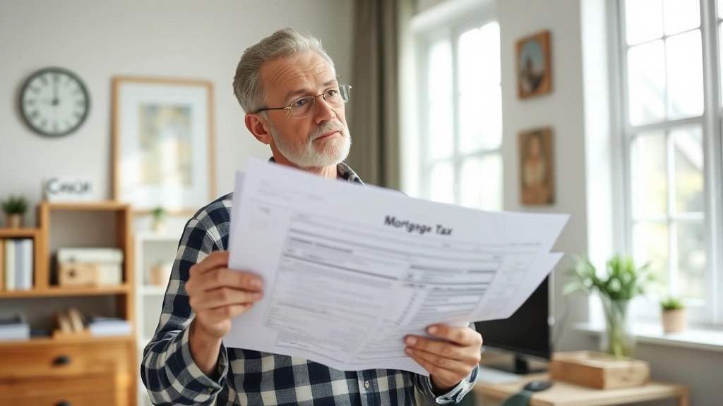 moore county tax office carthage north carolina - 
Homeowner holding property tax bill and mortgage documents, looking thoughtful 