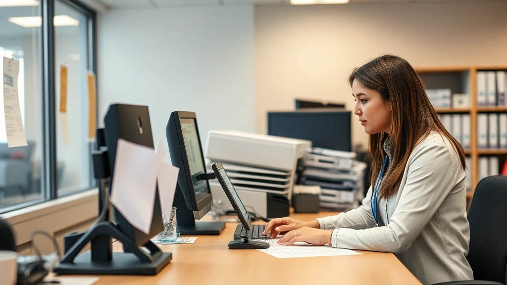 moore county tax office carthage north carolina - 
Tax office staff member assisting customer at service counter with computer and