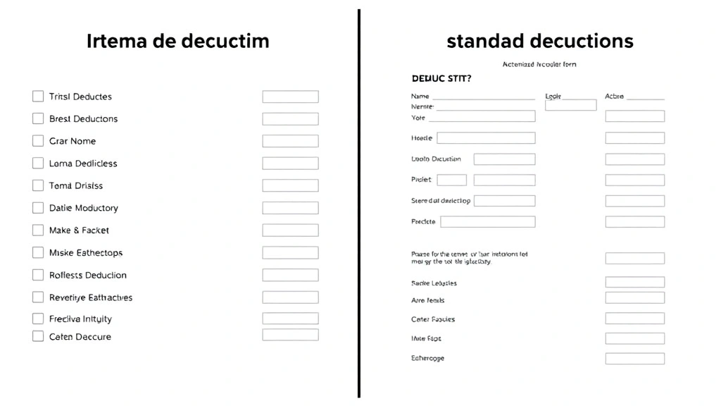 mortgage tax calculator - 
Split-screen comparison: left side shows itemized deductions checklist, right s