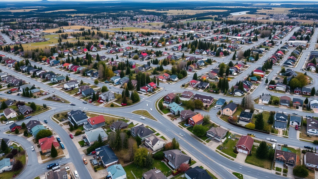 municipality of anchorage property tax - 
Aerial view of Anchorage Alaska residential neighborhood with houses and street