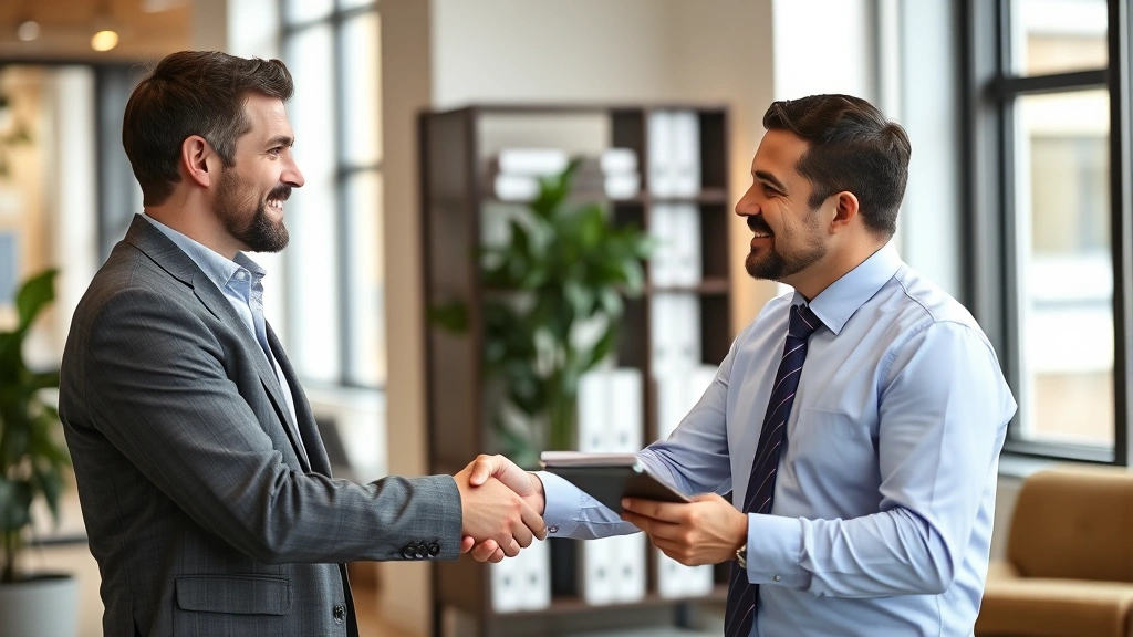 nevada modified business tax - 
Business owner shaking hands with CPA tax advisor in professional setting, disc