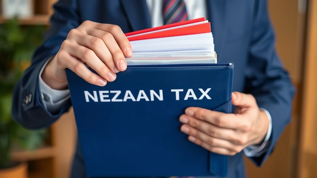 nevada modified business tax - 
Tax professional holding Nevada business tax folder with organized documents an