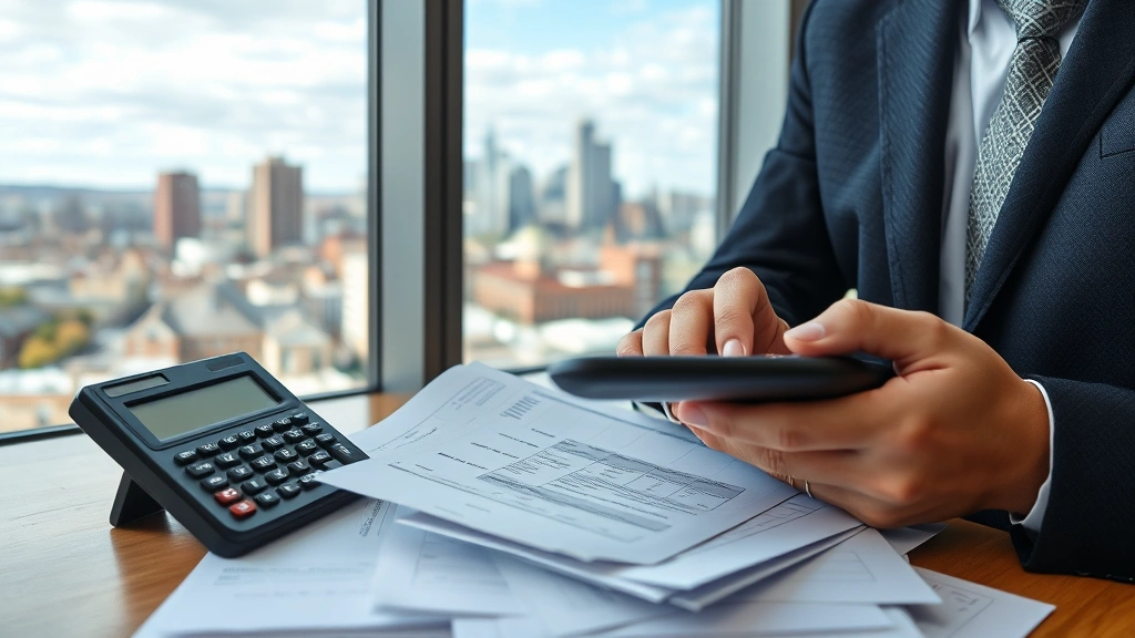 new haven taxes - 
Tax professional using calculator with property assessment papers and New Haven