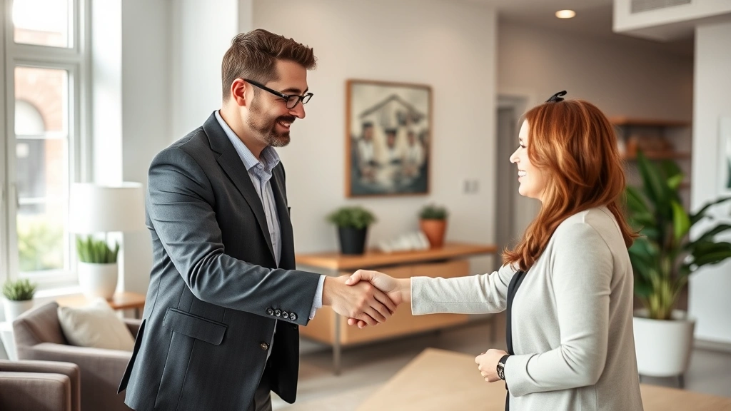 north hempstead taxes -
Tax professional and homeowner shaking hands in contemporary office after succe