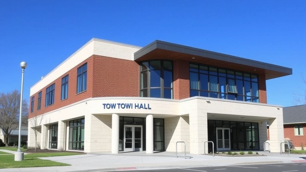 norwich ct tax collector - 
Modern town hall building exterior in Connecticut, professional architecture, d