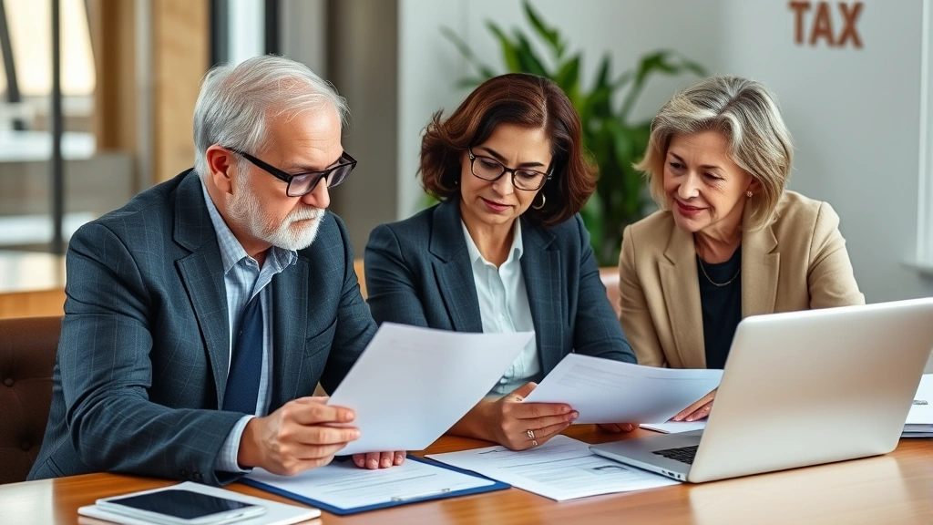 norwich ct tax collector - 
Middle-aged man and woman sitting at a desk with a tax professional, reviewing 