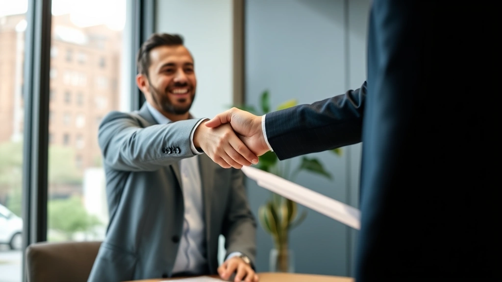 ny sdi tax -
Male employee shaking hands with HR manager during benefits enrollment meeting