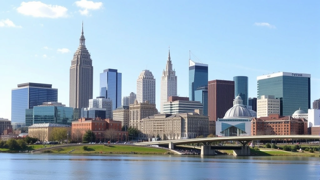 ohio rita tax - 
Modern city skyline of Columbus or Cleveland representing Ohio municipalities a