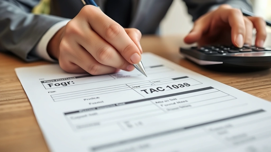 osceola county tax collector st. cloud branch - 
Close-up of person signing property tax documents with calculator and pen on de