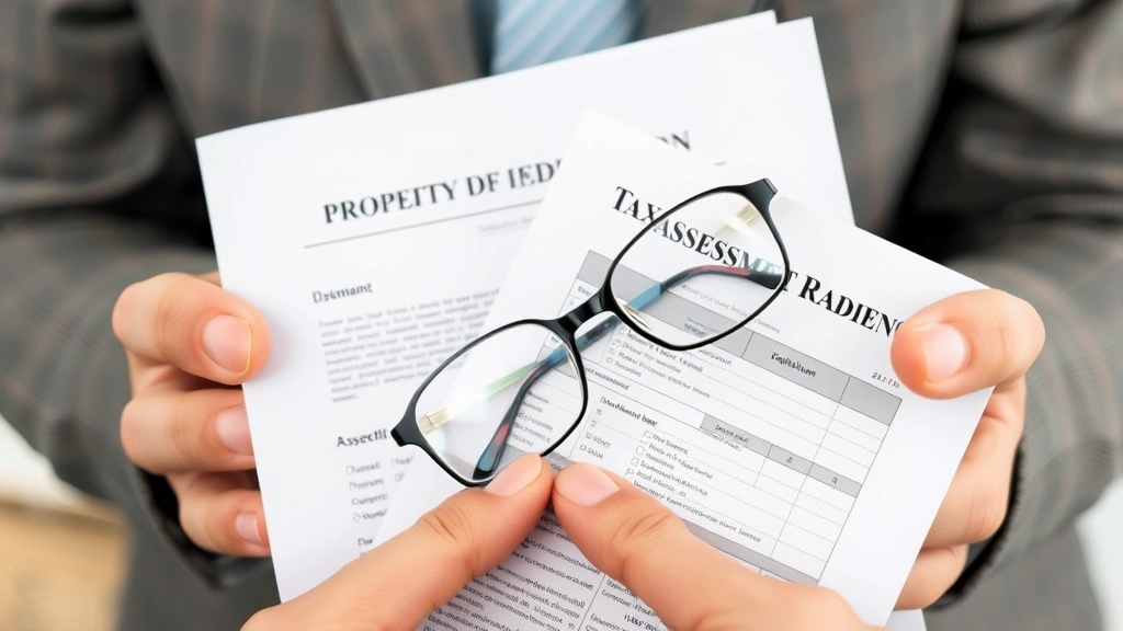 otsego county tax map - 
Close-up of hands holding property deed and tax assessment papers with reading 