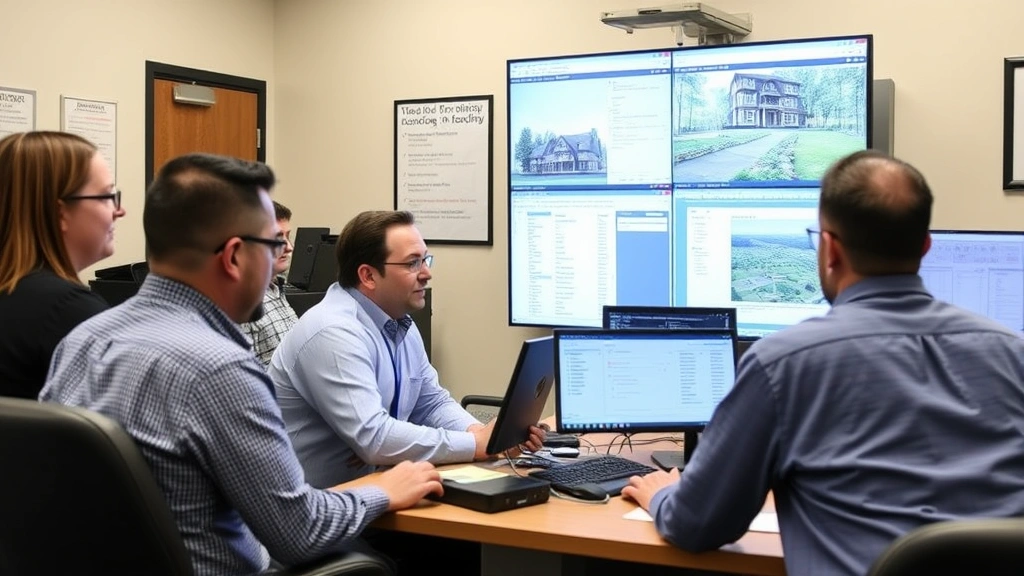 otsego county tax map - 
Diverse team in assessor’s office reviewing digital property records on l