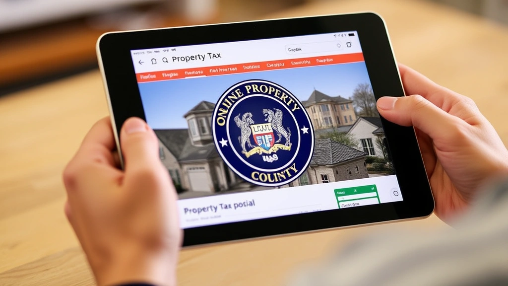 otsego county tax map - 
Person using tablet to access online property tax portal with county seal visib