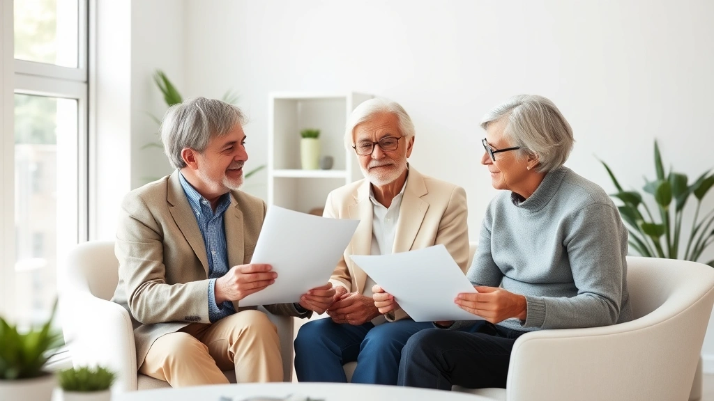 oyster bay taxes - 
Senior couple meeting with financial advisor in bright office, discussing tax d