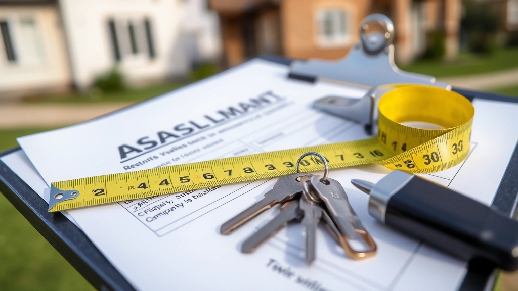 oyster bay taxes - 
Real estate property assessment form with tape measure and house keys on clipbo