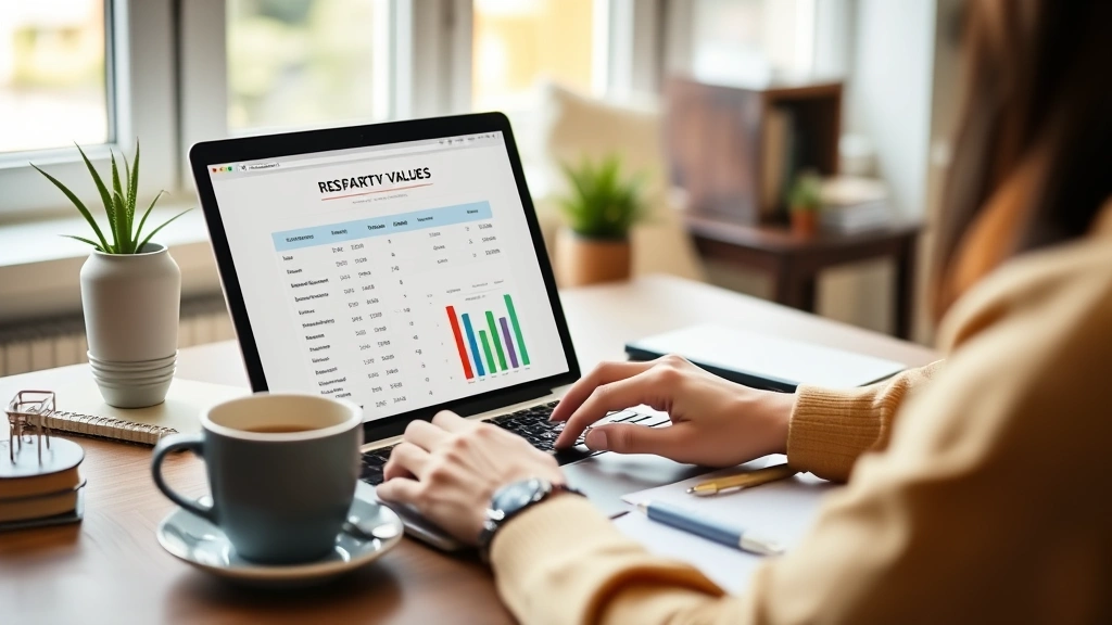 oyster bay taxes - 
Person using laptop to research property values and tax rates, home office envi