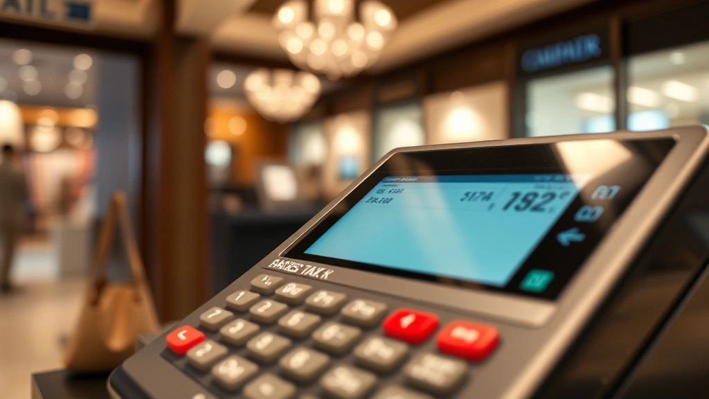 pasadena sales tax - 
Close-up of cash register display showing sales tax calculation on retail trans