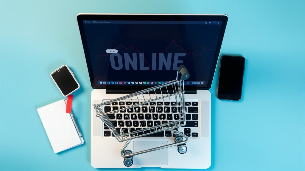 pasadena sales tax - 
Overhead view of laptop with online shopping cart
