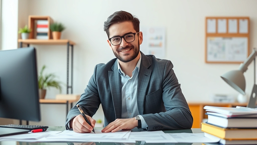 pasadena sales tax - 
Business owner at desk with sales tax forms
