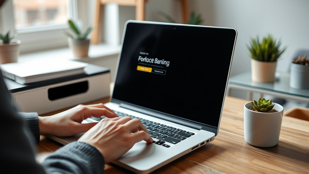 pay california state taxes online - 
Person using laptop to access online banking portal, hands on keyboard, home of