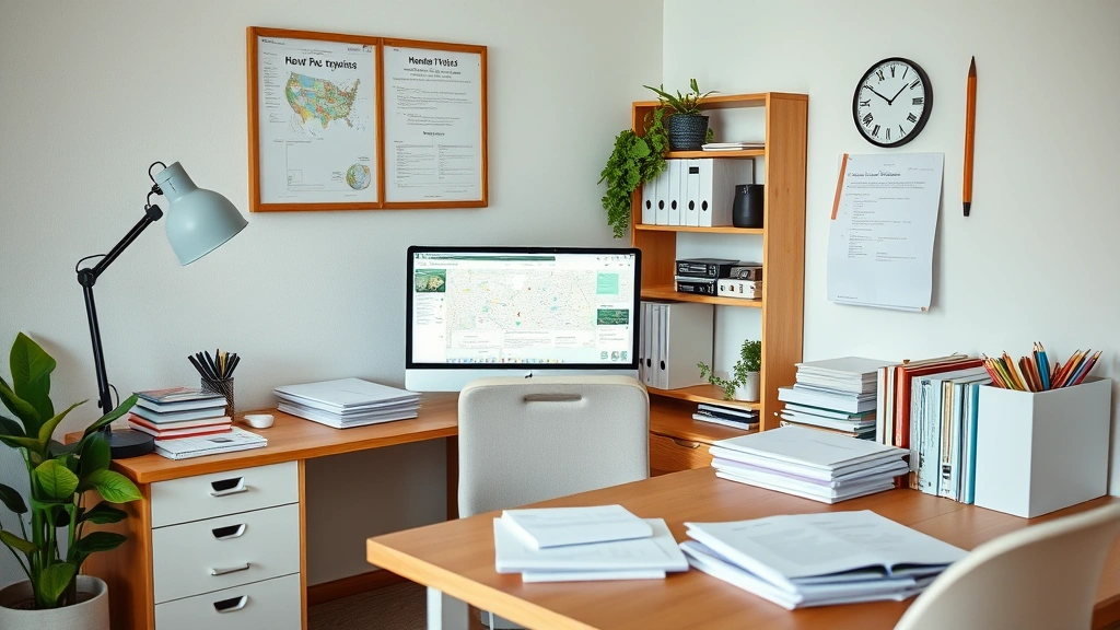 pay maryland income tax online - 
Organized home office workspace with tax documents
