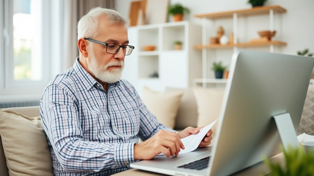 pennsylvania real estate tax rebate - 
Senior man on computer filling out online tax rebate application form, comforta