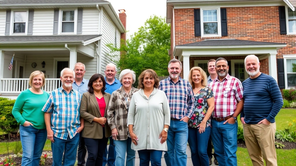 pennsylvania real estate tax rebate - 
Diverse group of homeowners in Pennsylvania community standing outside their ho