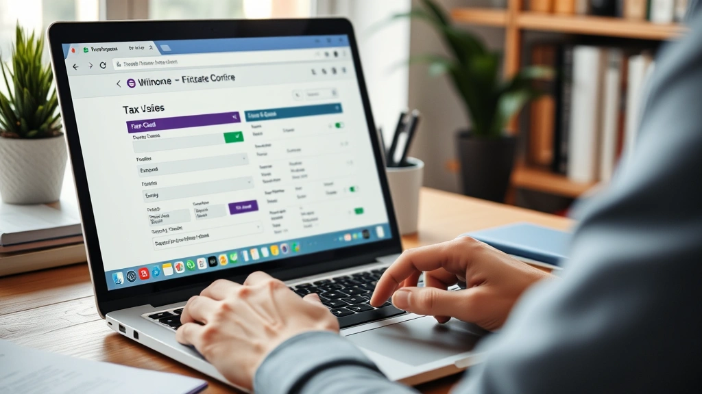 personal property tax jackson county mo - 
Person using laptop to make online tax payment, credit card visible, home offic