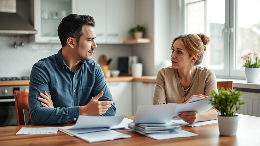 pharisee and tax collector -
Diverse couple having serious financial conversation at kitchen table with bill