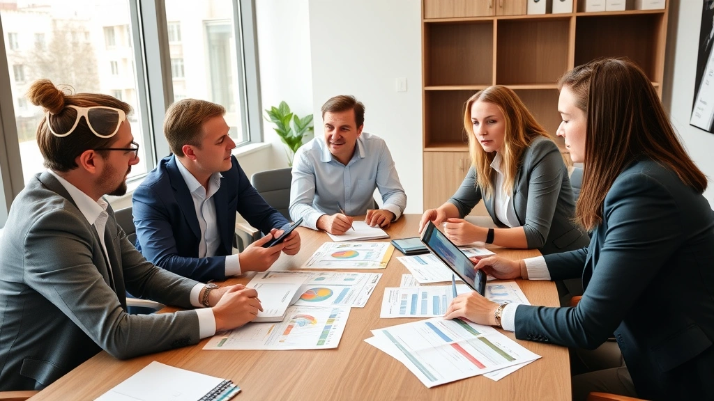 philadelphia board of revision of taxes - 
Diverse group in business meeting reviewing comparable property sales data on t