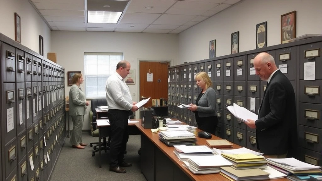 philadelphia county property taxes - 
County assessor’s office interior with filing cabinets and professional s