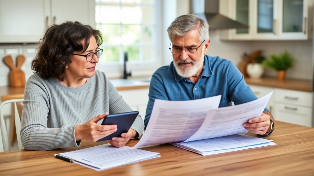 philadelphia county property taxes - 
Senior couple reviewing financial documents together at kitchen table with tax 