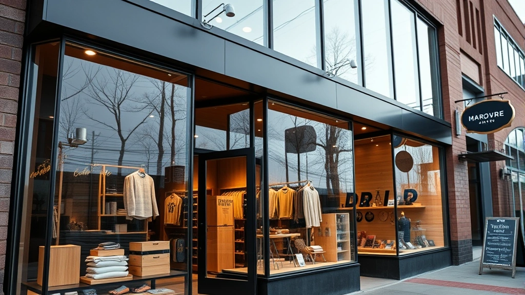 portland oregon sales tax - 
Modern Portland storefront with large windows displaying merchandise, professio