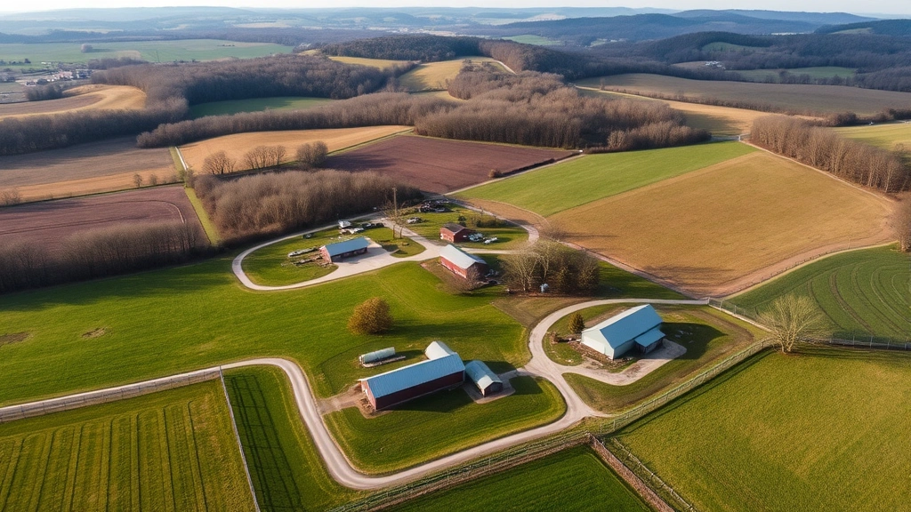potter county tax office - 
Aerial view of rural Pennsylvania farmland and agricultural property with rolli
