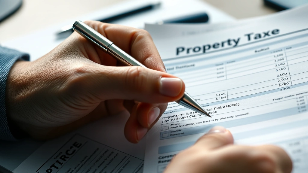 property tax palo alto 685 waverley ave - 
Close-up of hands holding property tax bill and assessment notice with pen, exa