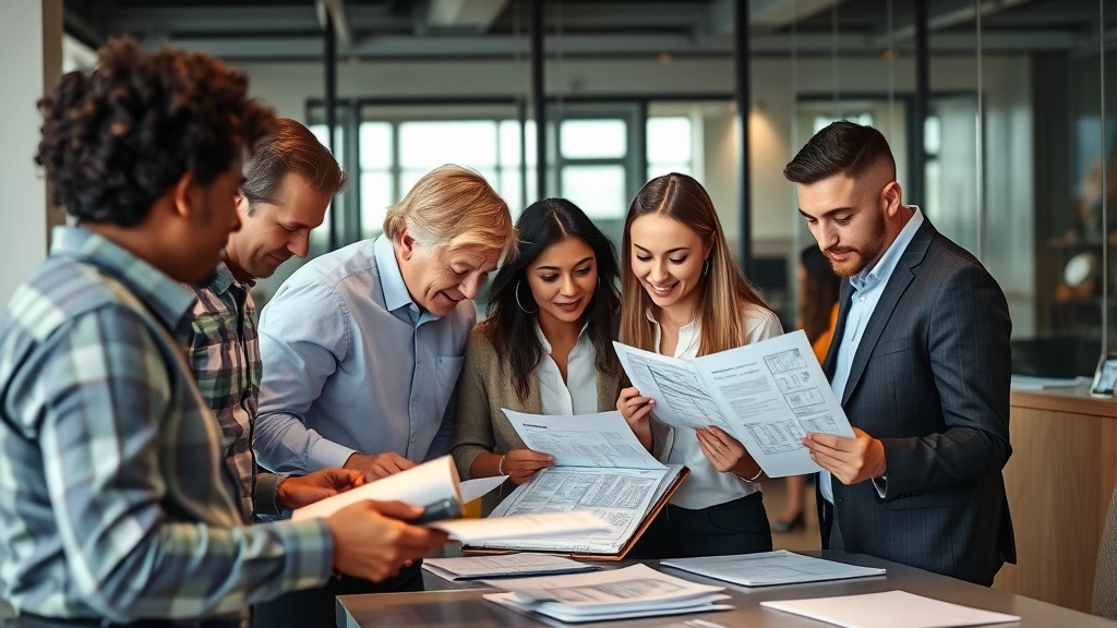 property tax protest alabama - 
Diverse group of people in business casual attire reviewing property records an
