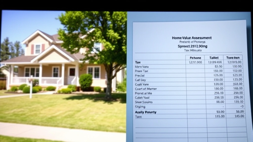 property tax relief new jersey - 
Split-screen showing a home exterior on one side and tax calculation spreadshee