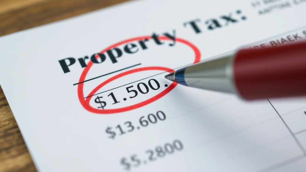 property tax relief new jersey - 
Detailed shot of a property tax bill with a red pen circling amounts, symbolizi