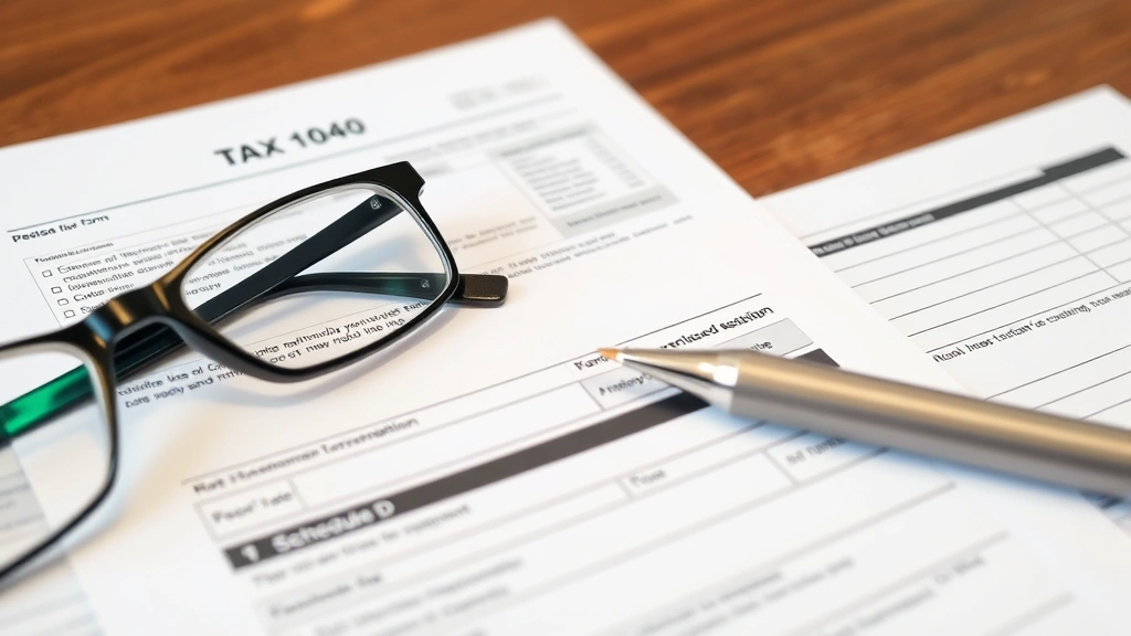 qualified dividends and capital gain tax worksheet 2024 -
Close-up of tax forms including Form 1040 and Schedule D spread across wooden t