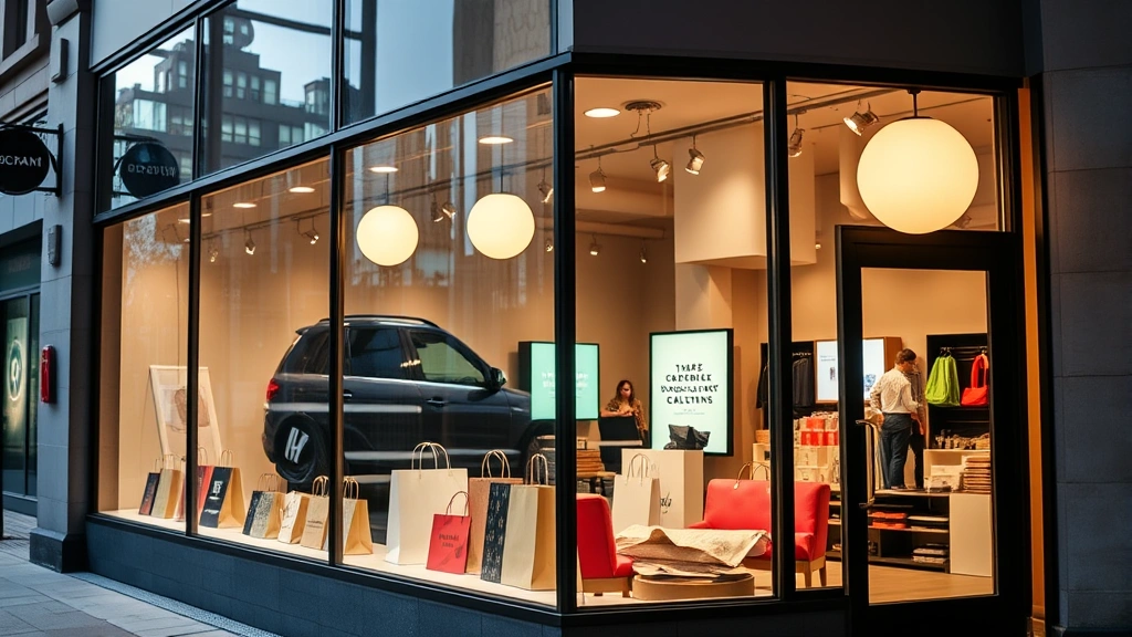 raleigh sales tax - 
Modern Raleigh downtown storefront with retail displays and shopping bags in wi