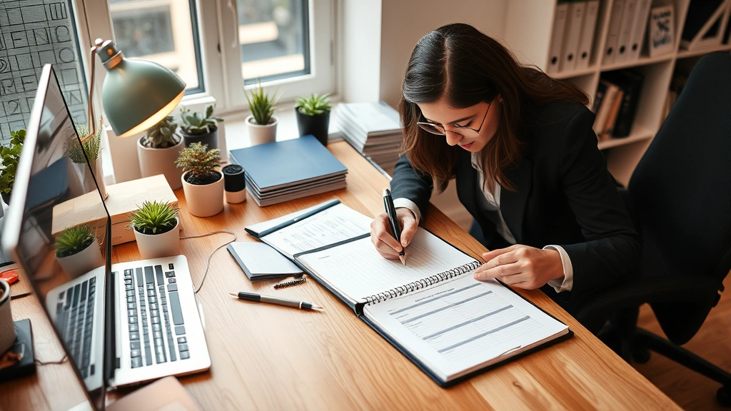 real estate professional tax benefits - 
Business owner writing detailed time logs and expense records in organized home