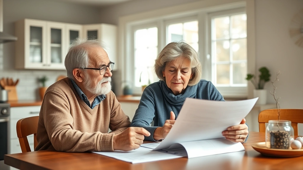 real estate taxes summit county - 
Senior couple reviewing home assessment paperwork together at kitchen table, wa