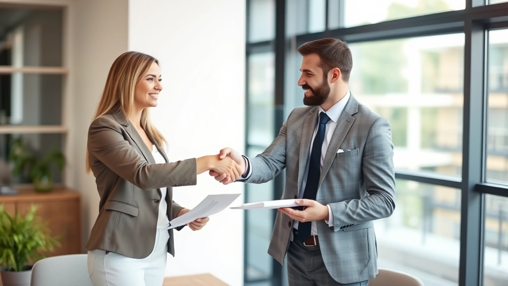 real estate taxes summit county - 
Modern office setting with real estate agent and client shaking hands over sign