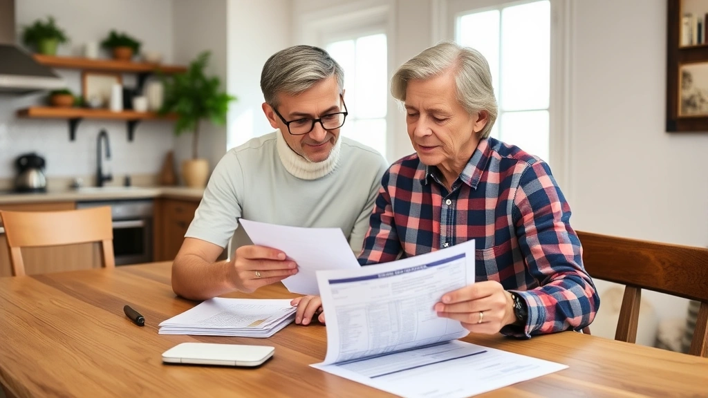 richland county real estate taxes - 
Diverse homeowner couple reviewing property tax bill and exemption documents at