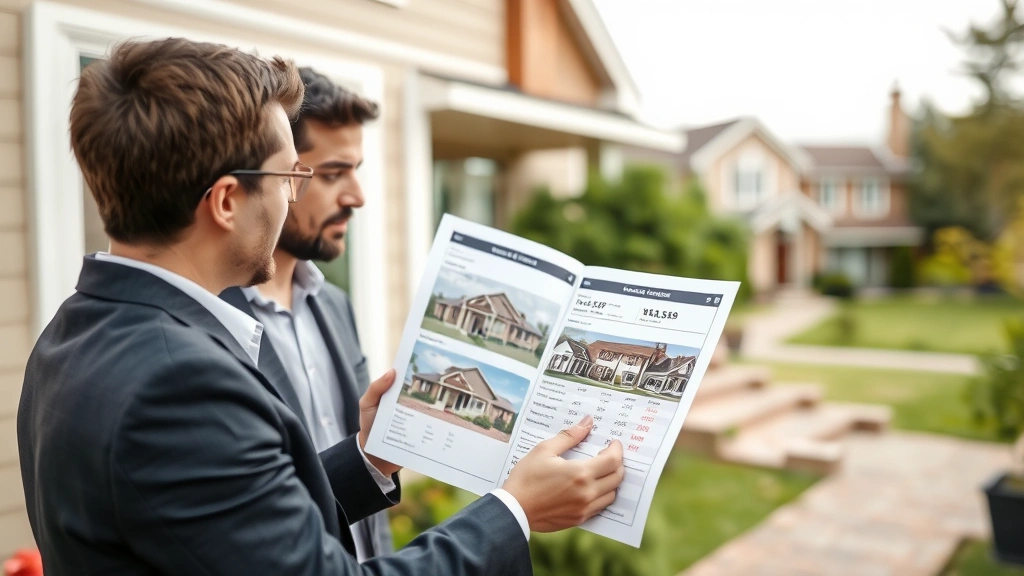 richland county real estate taxes - 
Real estate agent and client reviewing home valuation report with property phot