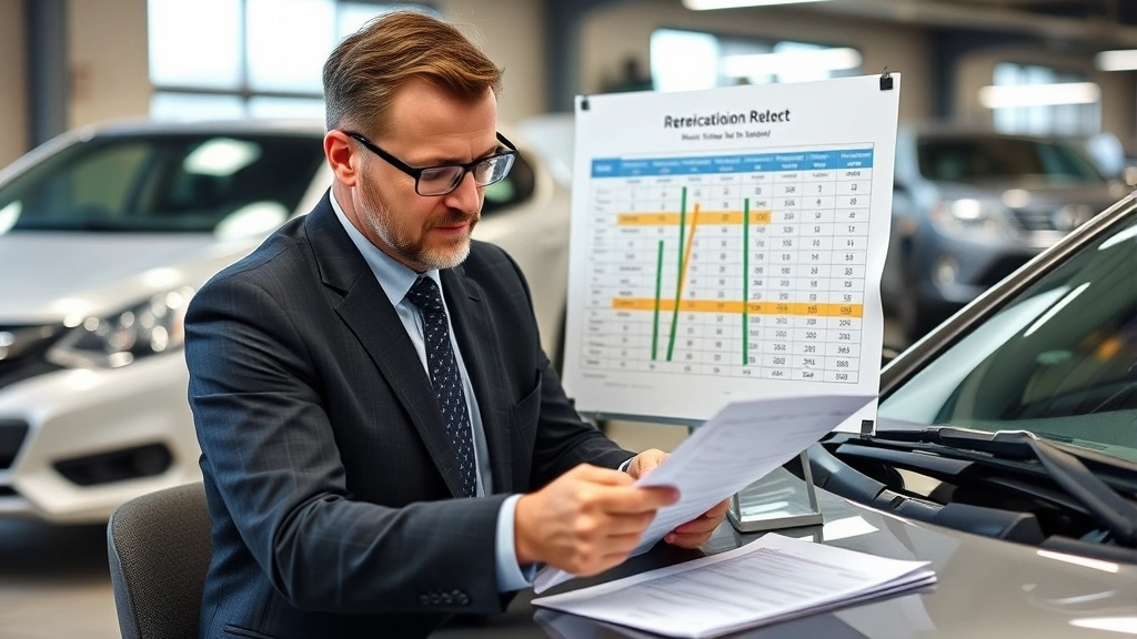 richland county vehicle tax -
Tax professional reviewing vehicle depreciation charts and market value assessm