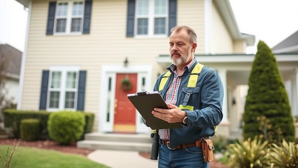 sac property tax - 
Property assessor measuring home exterior with clipboard, professional surveyin