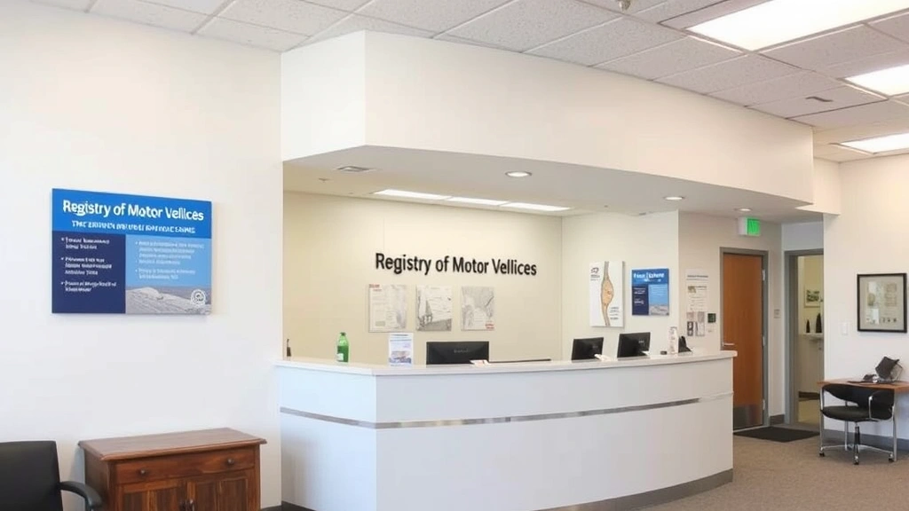 sales tax for cars in ma - 
Registry of Motor Vehicles office interior with customer service counter and in