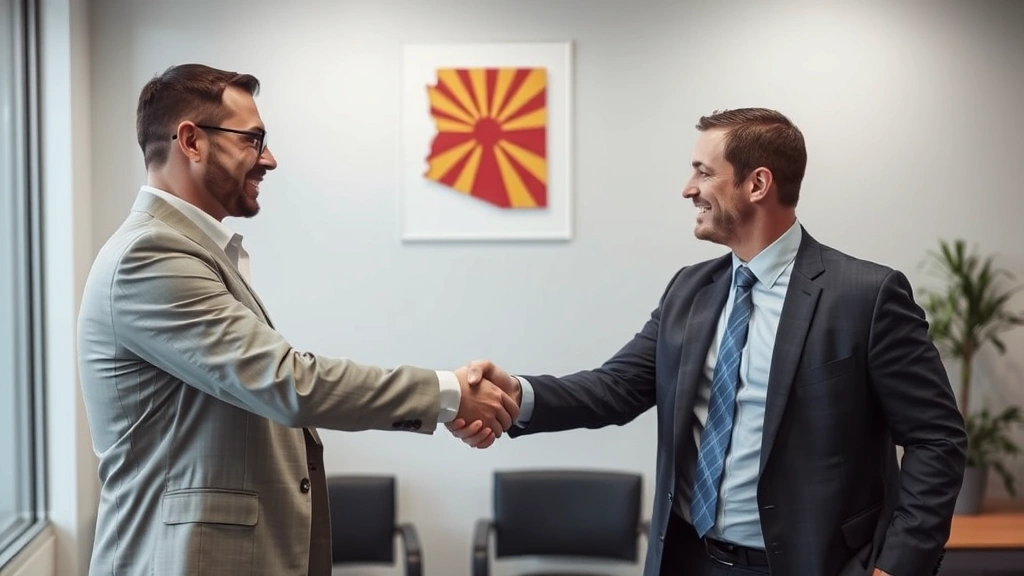 sales tax for tucson az - 
Professional handshake between business owner and tax consultant in office sett