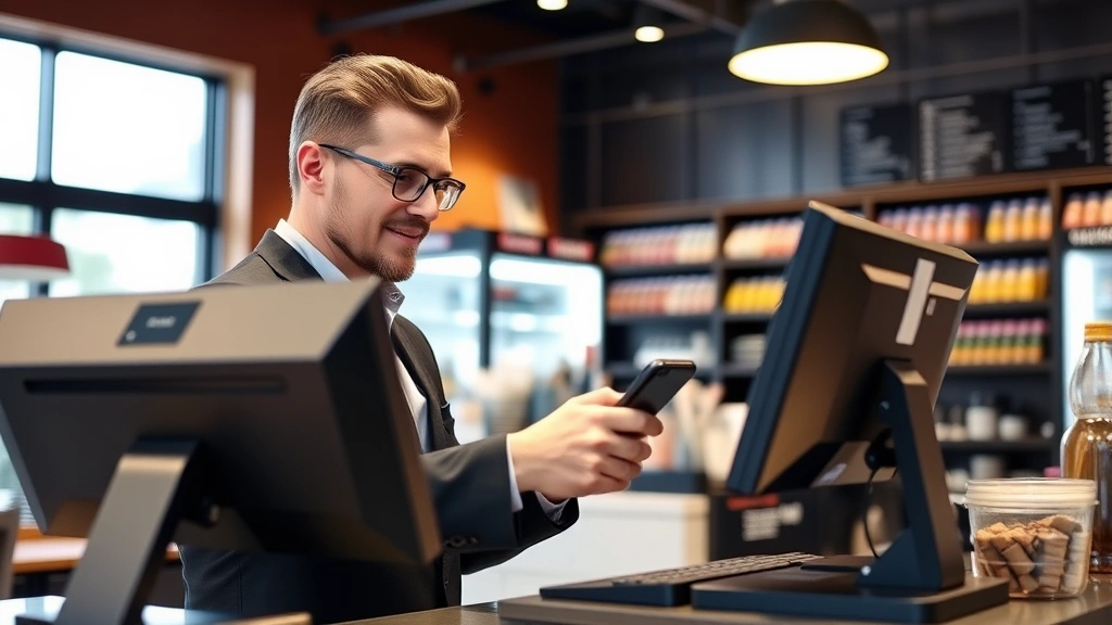 sales tax in austin texas - 
Business owner at cash register processing customer payment with point-of-sale 