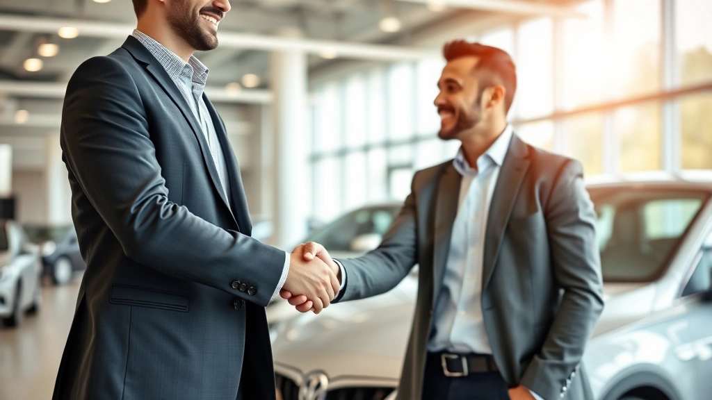 sales tax in missouri for vehicles - 
Close-up of car salesman and customer shaking hands in dealership showroom with
